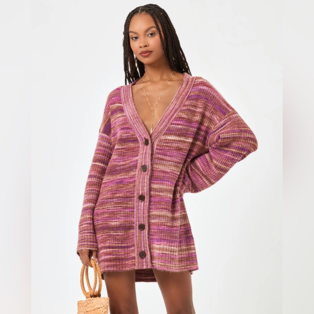 NWOT L*SPACE Purple Ombré Demi Cardigan in Space Dye Fabric (XS/S)